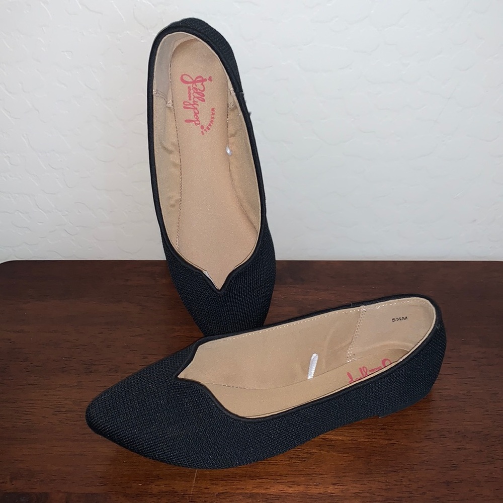 JOLLYPOP BRAND NEW JET BLACK SIZE 5 1/2 MEMORY FOAM WASHABLE FLATS